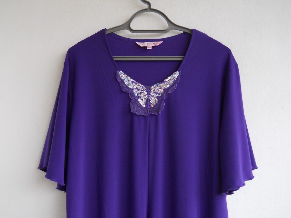 Michele Hope Urocza Elegancka Asymetryczna Bluzka Cekiny Duża r.46/48