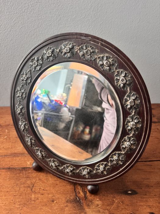 Vintage Espelho Tocador Pau Santo e Prata  SecXIX/XX