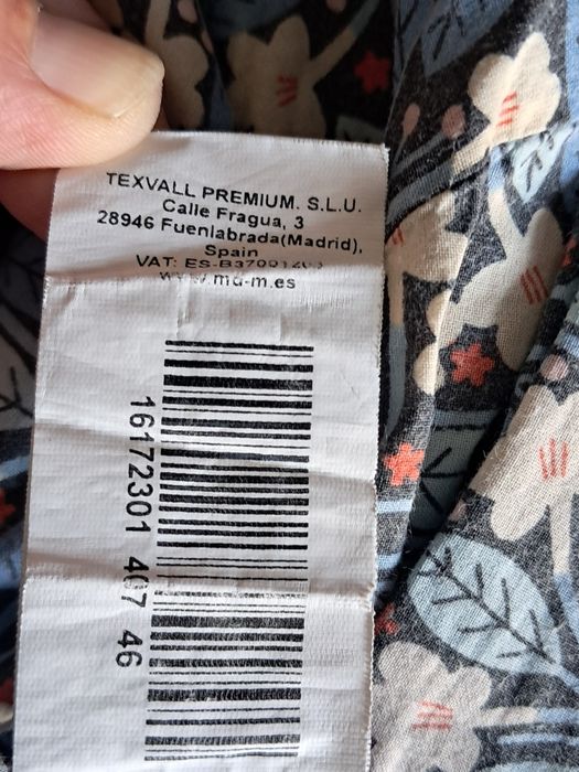 Camisa / Blusa de Botões Md'M 100% Algodão (Tam. 42 / XL) – Floral Azul