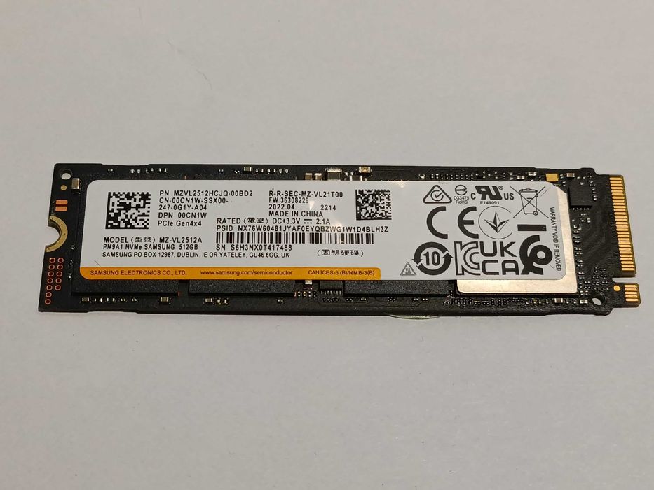 512GB SSD диск Samsung PM9A1  M.2 2280 NVMe PCIe 4.0 x4