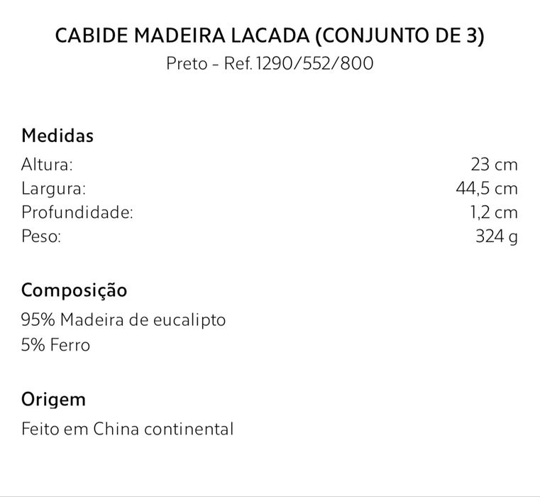 Cabide Madeira Lacada (Conj. De 3) Zara Home NOVO