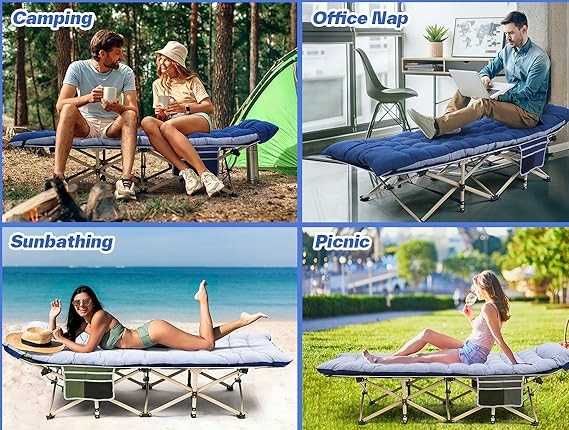 Łóżko Polowe Kempingowe Sportneer 188 x 71 cm Niebieskie Nr046