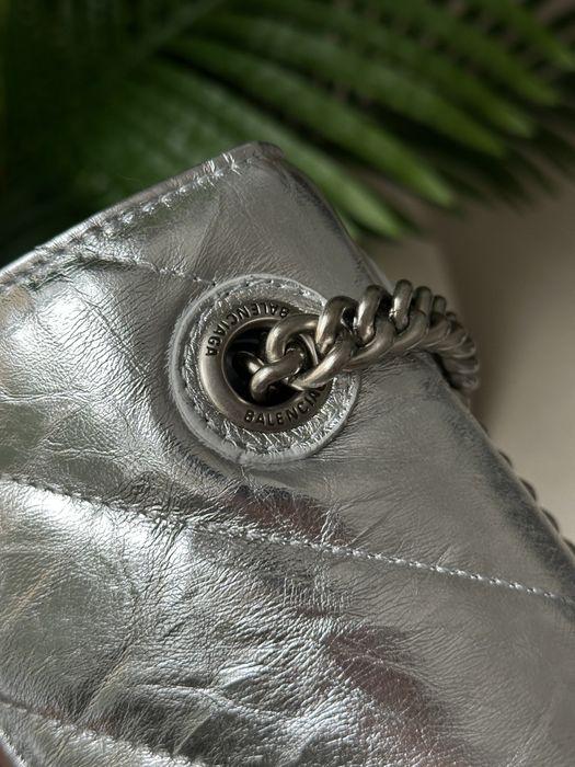 Жіноча сумка Balenciaga Crush Small Chain Bag Quilted in Silver