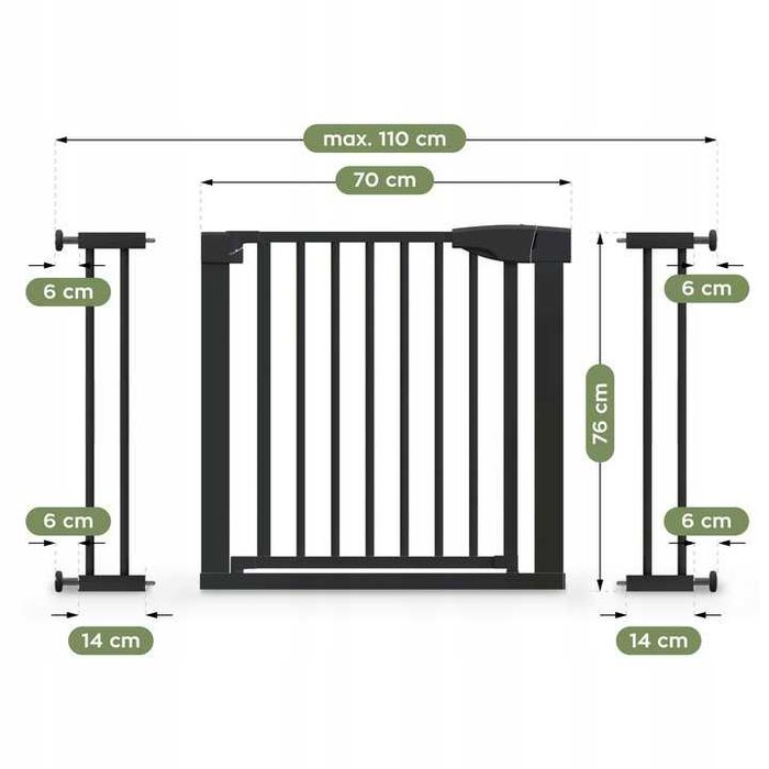 Bramka rozporowa barierka zabezpieczająca Tulano NA SCHODY Czarna