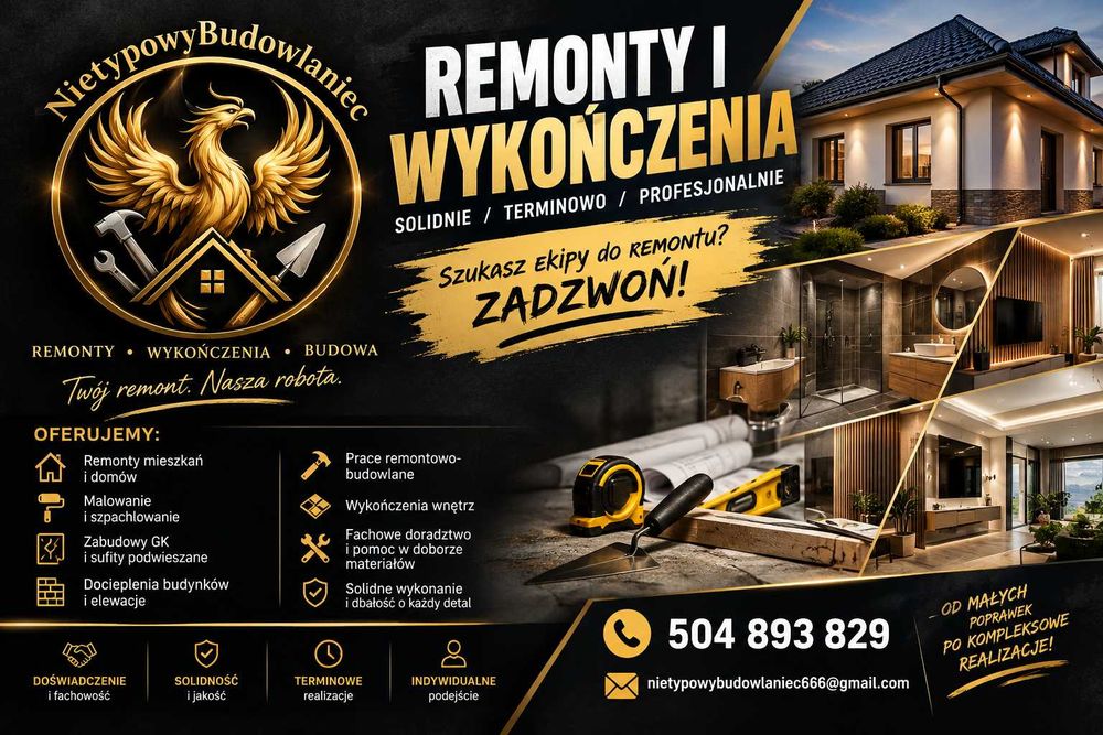 Remonty • Wykończenia • Adaptacje | WOLNE TERMINY – ZADZWOŃ