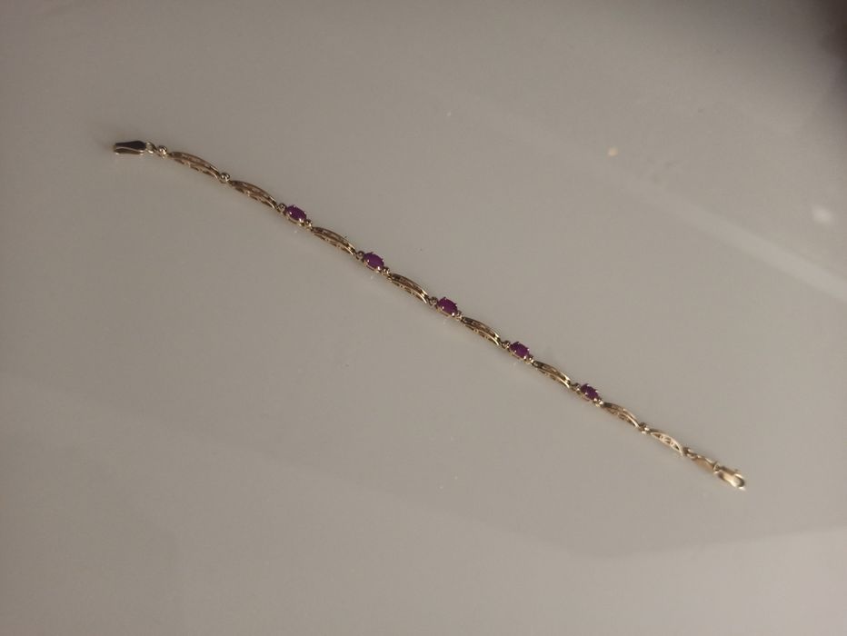 Bransoletka złota z rubinami i diamentami. Certyfikat.