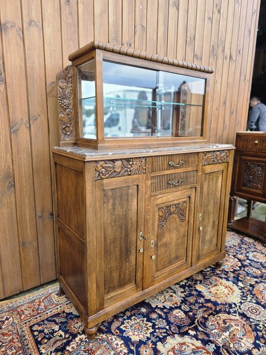 Kredens komoda bufet z marmurem nadstawką secesja #1959 Stylowy Węgrów