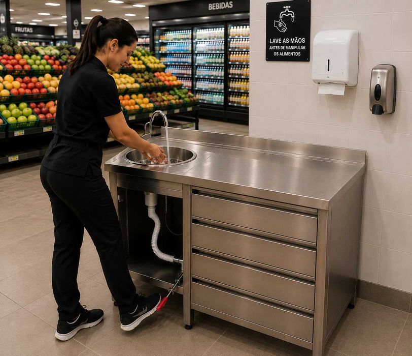 Bancada em Inox com Lava-Loiça e Gavetas - Ocasião
