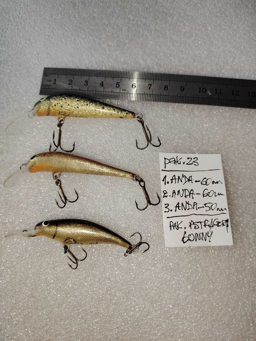 Woblery ANDAspin z wędki po złapaniu pstrągów 3 szt. pak- 23 czytaj
