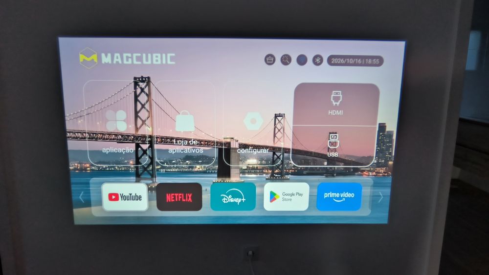 Projetor Portátil Android 14 Wi-Fi 6 Bluetooth