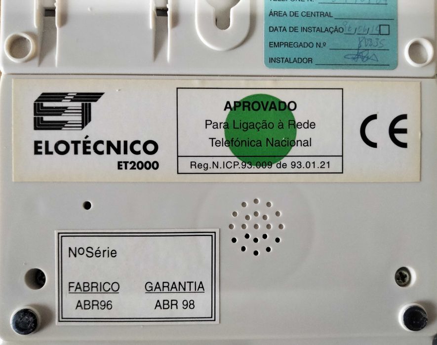 Telefone analógico antigo de 1996 Elotécnico ET2000