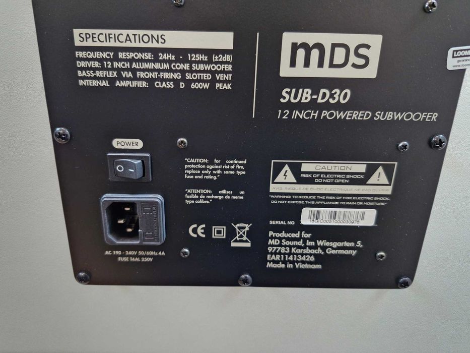 Subwoofer MDS SUB-D30 Biały 600W