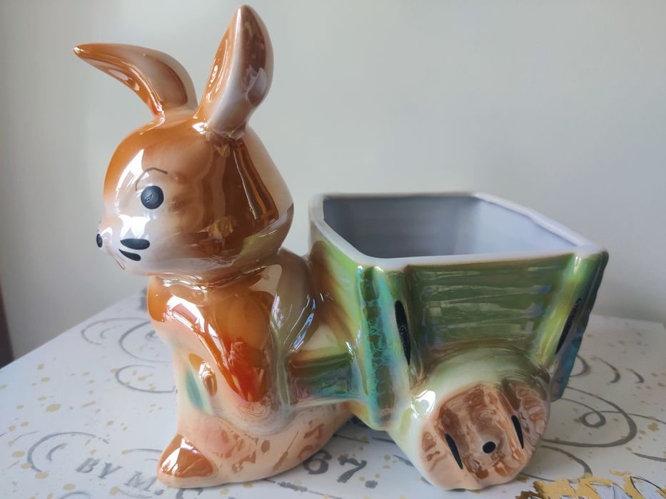 Porcelanowy króliczek PRL, ceramika