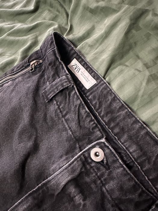zara zip flared black pants jeans XL