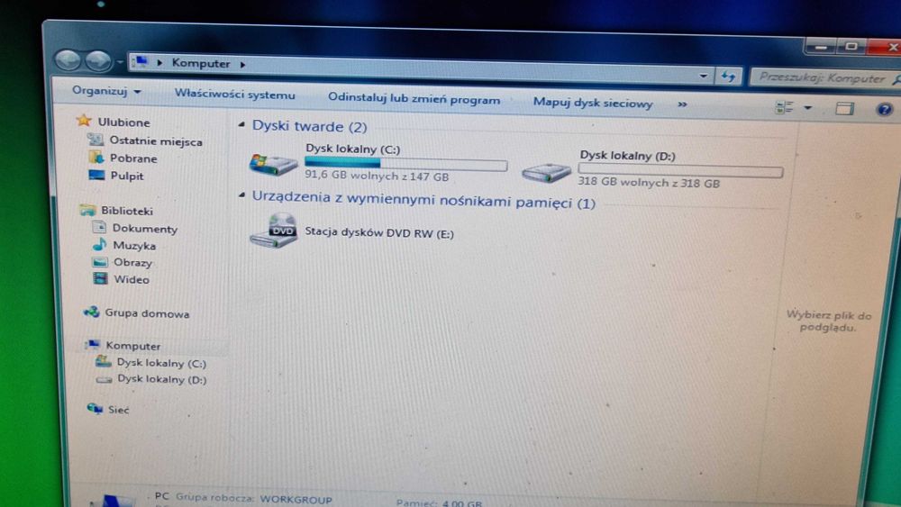 Komputer PC i monitor SAMSUNG SyncMaster 923NW używane