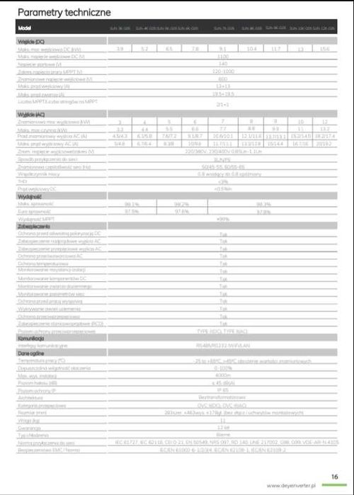 Falownik inwenter DEYE SUN- 12K- G05 (trójfazowy sieciowy) 12kW