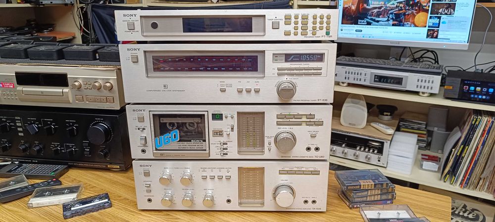 Стійка Sony  tape TC‐U60 -stereo amplifier- TA‐636 -FM-AM tuner ST‐636- timer PT-79R