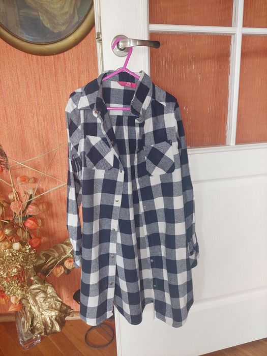 Koszula w kratę dla dziewczynki 10 11 lat 146 cm
