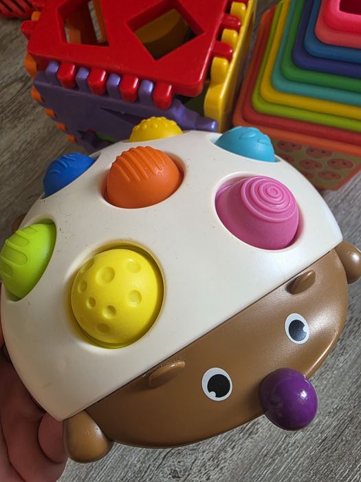 Kostka sorter, wieża + dwie zabawki pop it