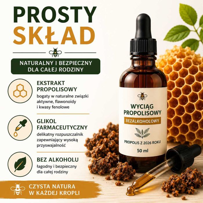 PROPOLIS z 2026r WYCIĄG EKSTRAKT PROPOLISOWY 40% bezalkoholowy  50ml
