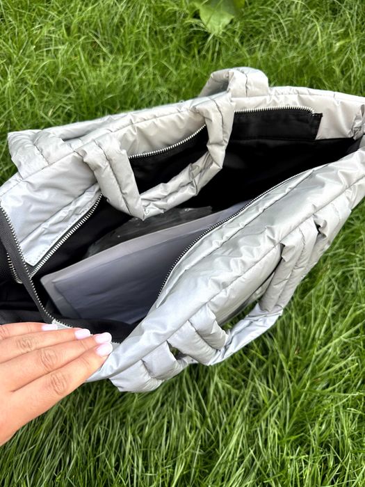 Сумка Topshop puffer tote bag in silver