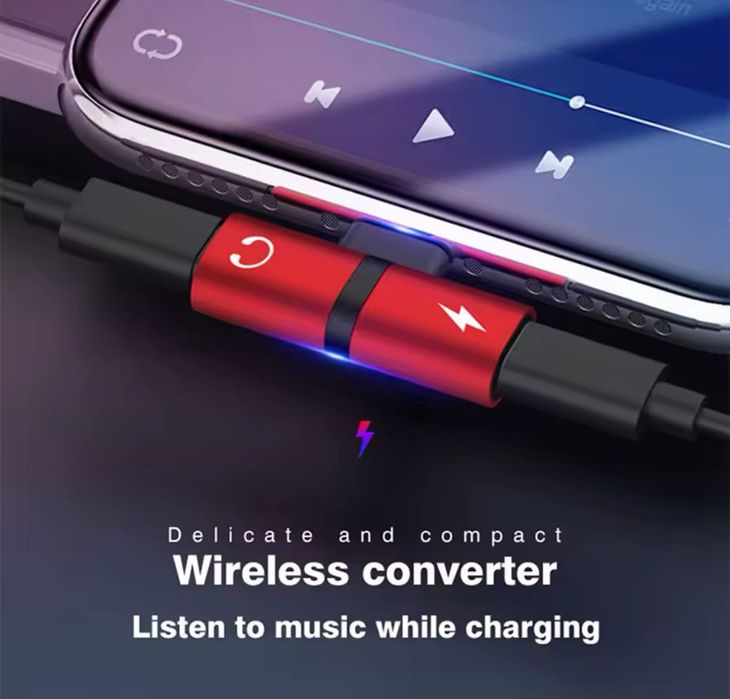 Adaptador Lightning para ascultadores e carregamento iPhone
