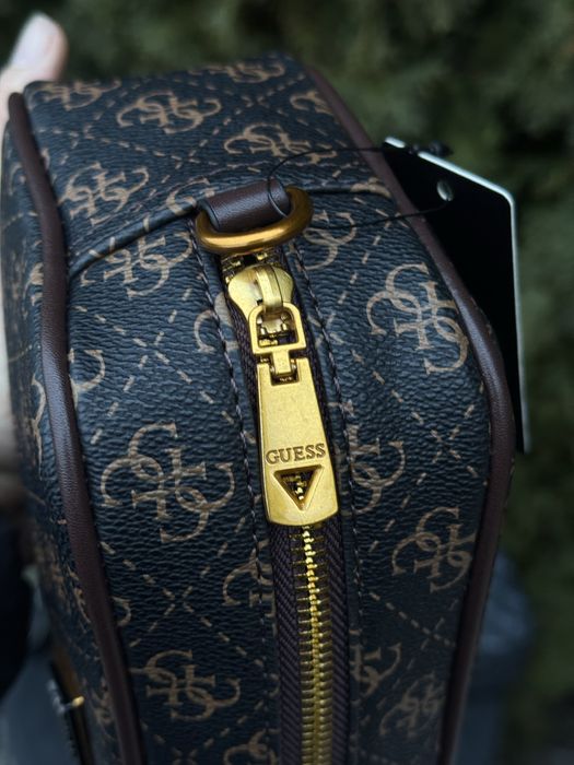 Сумка Guess Vezzola Smart чоловіча шкіряна чорна барсетка Гесс