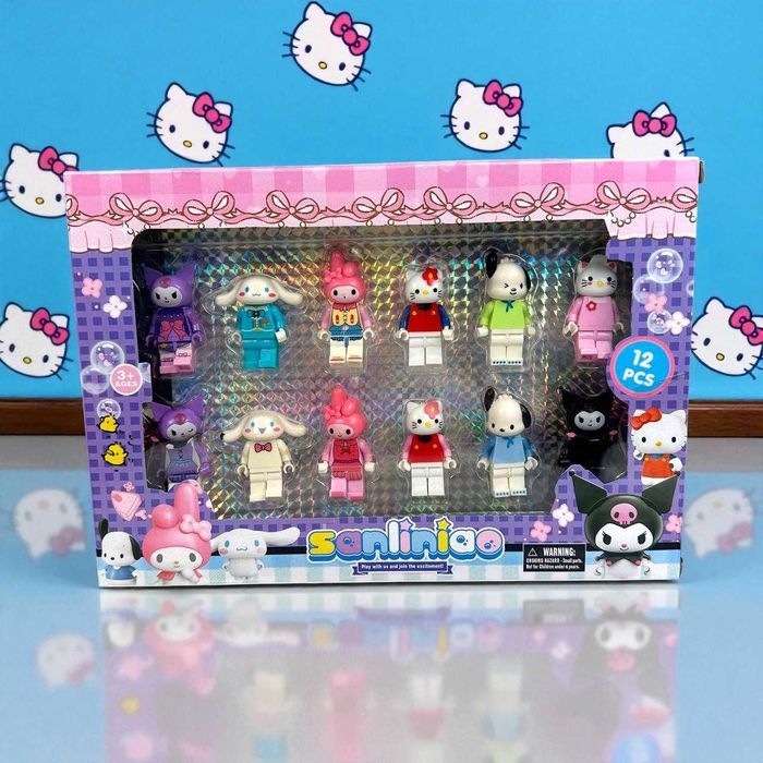 Детские фигурки конструктор Hello Kitty, набор фигурок лего котики 12 шт лего игрушка