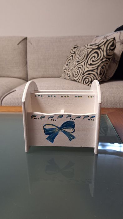 Caixa madeira pintada a mao