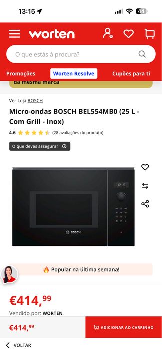 Micro-ondas BOSCH BEL554MB0 (25 L - Com Grill - Inox)
