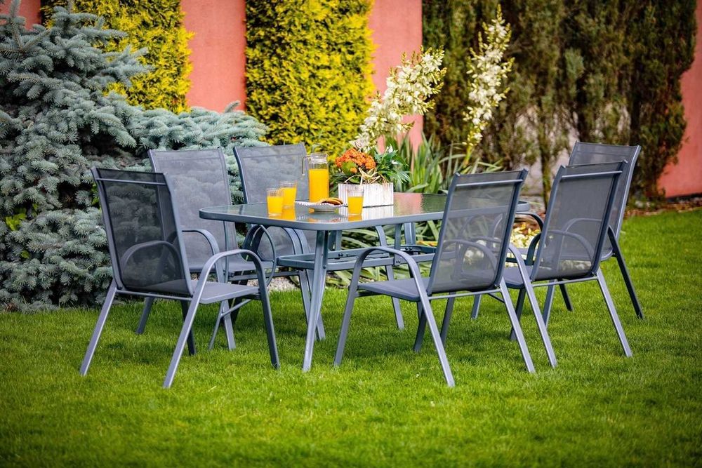 Komplet Mebli Meble Ogrodowe Taras 6 krzeseł + Stół Ogrodowy Zestaw