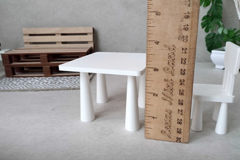 Mammut miniaturowy stół krzesło 1:8 skala części budowy zestaw mebli