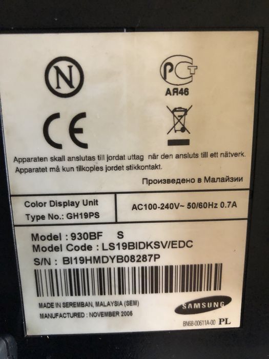 Monitor Samsung 19” gaming