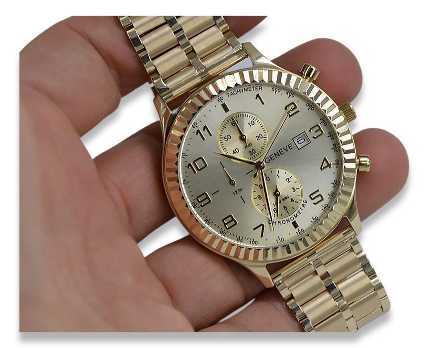 Złoty zegarek z bransoletą męski 14k Geneve mw007y&mbw007y Katowice