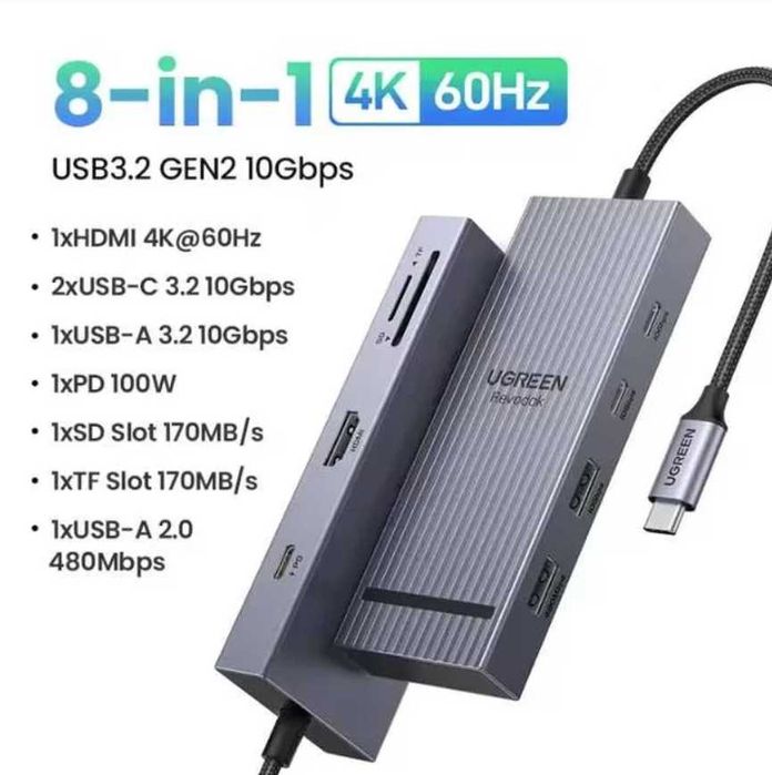 UGREEN USB-C USB хаб 8 в 1