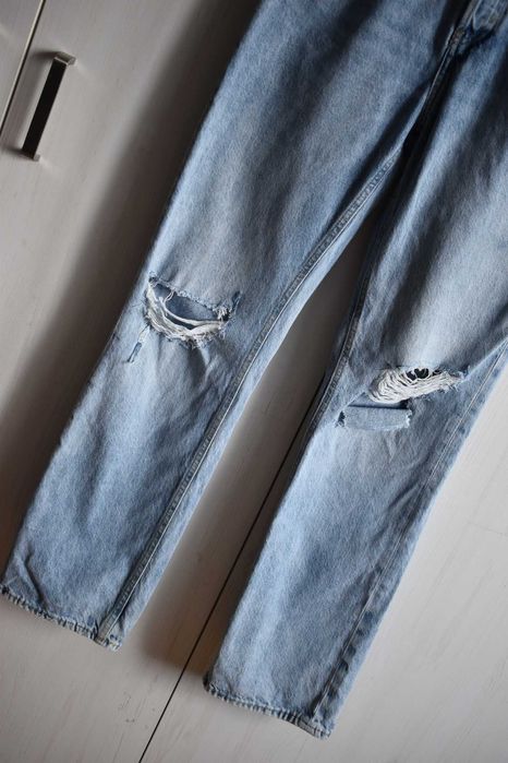 Spodnie dżinsowe 36 S jeansowe boyfriend luźne proste dżinsy jeansy