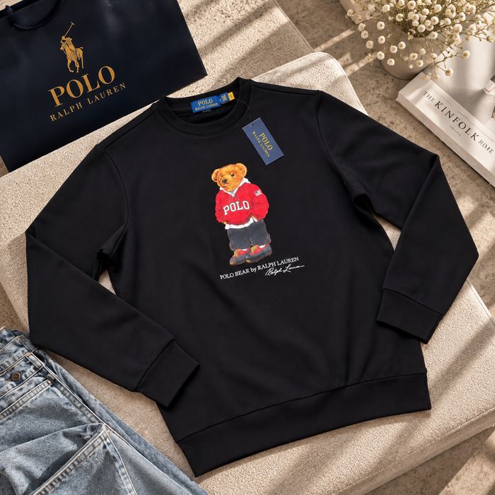Оригінал Polo Ralph Lauren Ральф Лорен чоловічий світшот кофта Polo Bear ведмедик чорний фліс