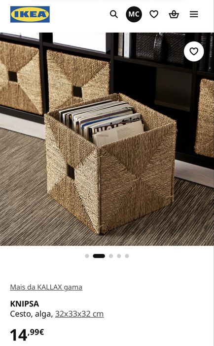 Estante IKEA Kallax Cinzenta com 4 cestos Knipsa