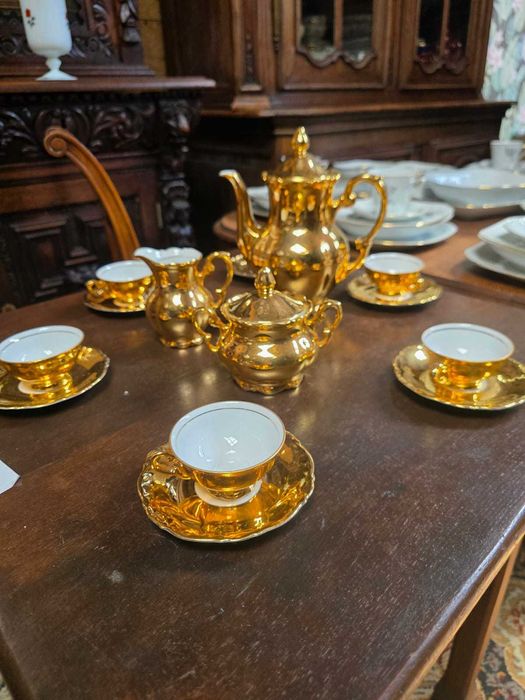 Serwis espresso Mitterteich Bavaria złocony porcelana 6 osób #565 Stylowy Węgrów