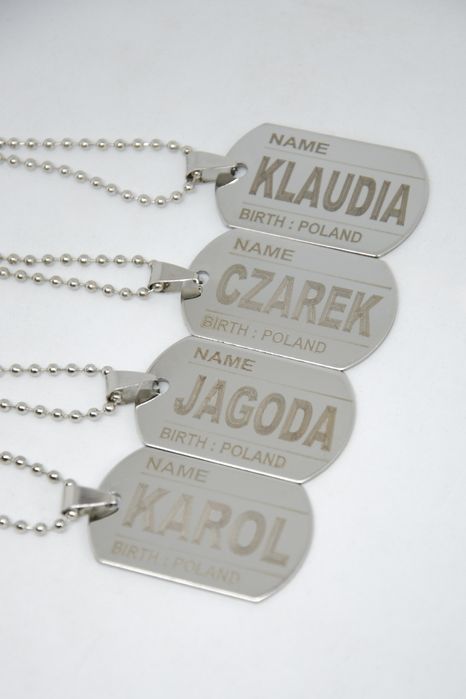 Nieśmiertelnik stal nierdzewna zawieszka łańcuszek fabian