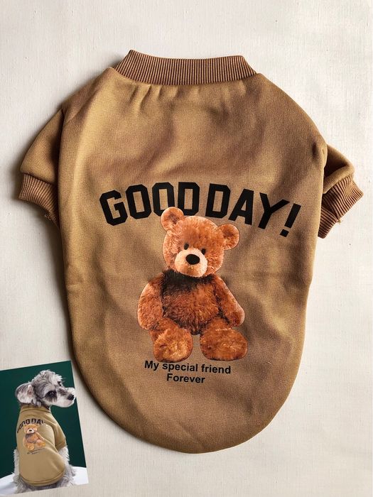 Bluza/Kurtka dla psa z polaru z Misiem L, Khaki/Brąz