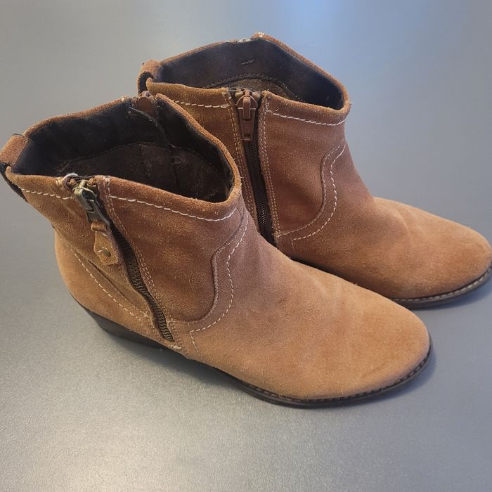 Buty botki skórzane zamszowe brązowe 38