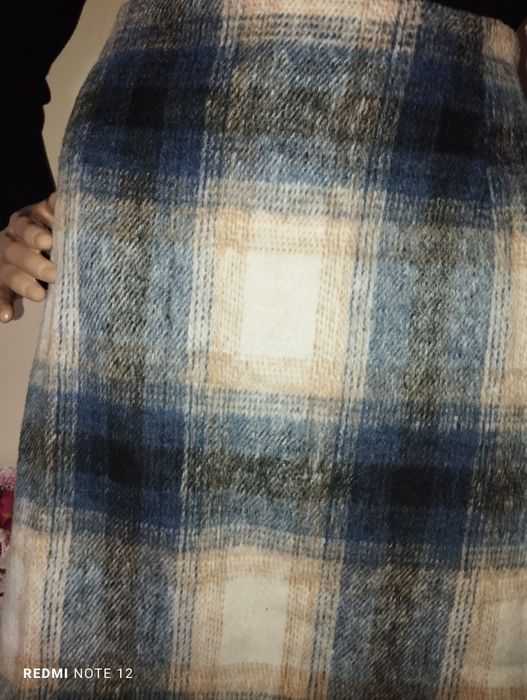 Flanelowa spódnica dzianinowa mini krata kratka spódniczka damska