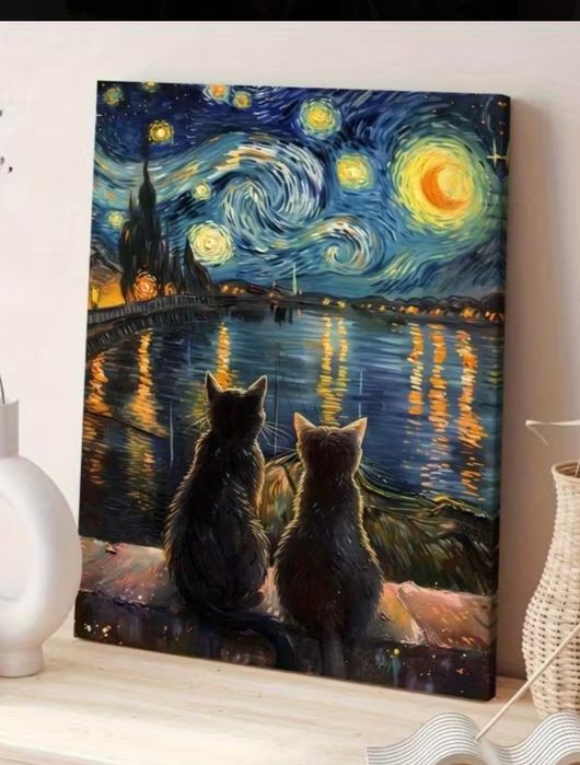30x40 cm obraz bez ramki dwa koty piękny obraz
