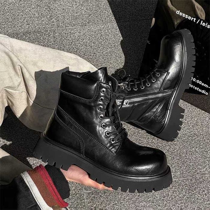 Ботинки TERRAINCOGNITA Distressed Leather Black Work Boots