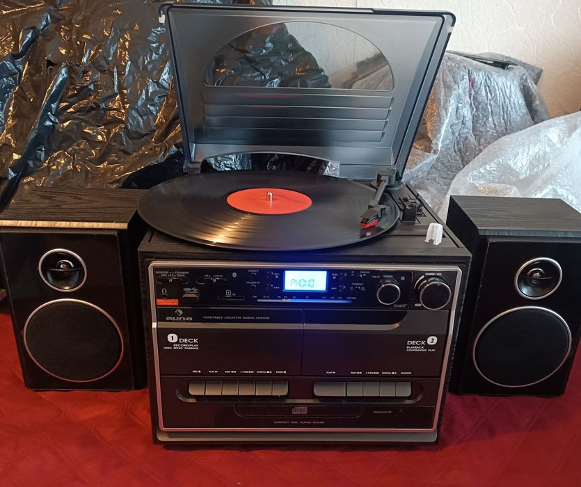 Програвач вінілу, стереосистема Auna 388-BT, BT,MP3,FM,SD,AUX,Tape