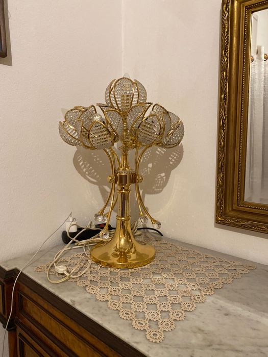 Candeeiro Art Deco Anos 60 Latão 59 cm 7 lumes