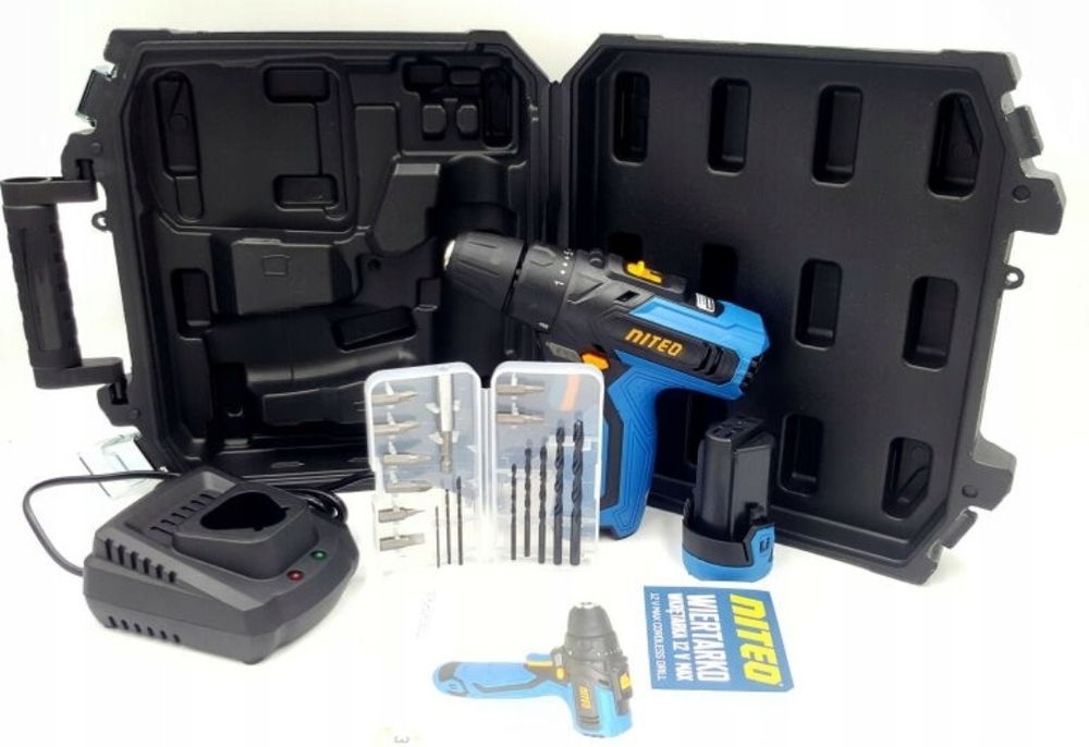 Wiertarko wkrętarka Niteo 12v max walizka akumulatorowa Nowa akcesoria