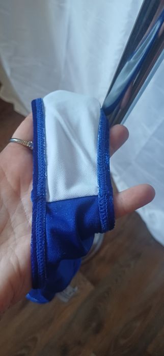 Strój kąpielowy SHEIN welurowy niebiesko-złoty bikini NOWY