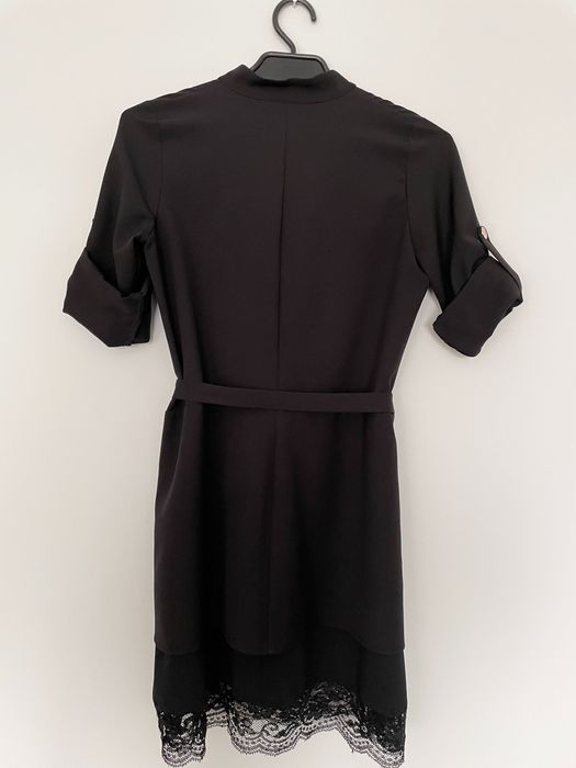 Sukienka czarna rozmiar S M L 36 z koronką ciążowa tunika 38 40